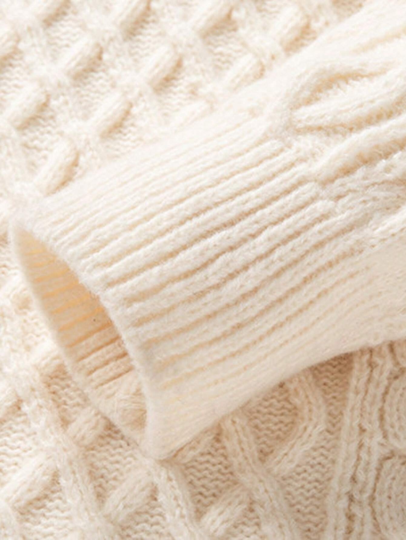 Men'S Loose Fit Crew Neck Cable Pattern Textured Long Sleeve Pullover Knit Sweater, Suitable for Casual or Formal Wear, Fall/Winter