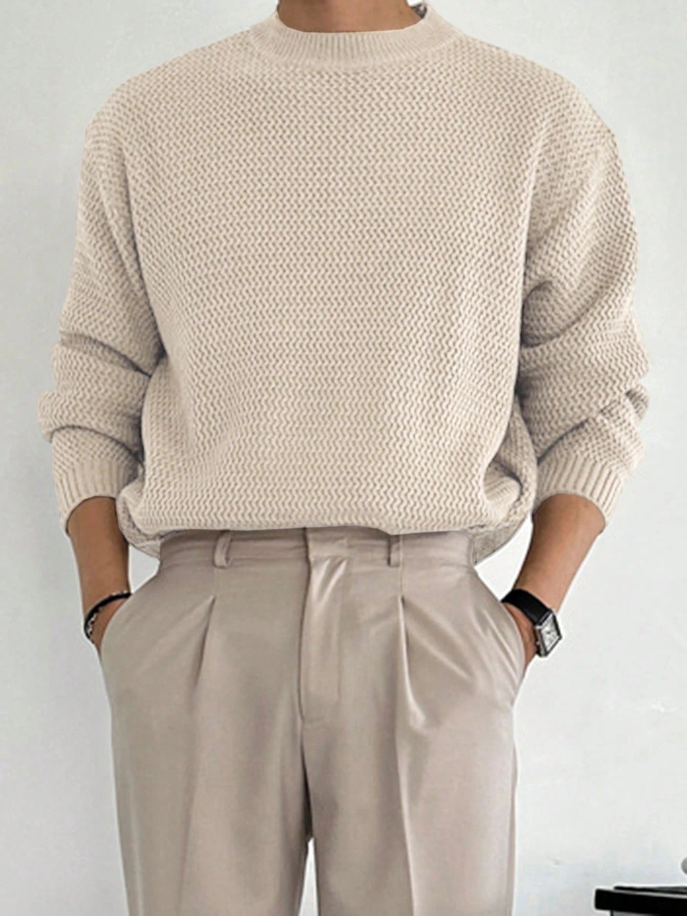 DAZY Men Solid Drop Shoulder Fall Sweater