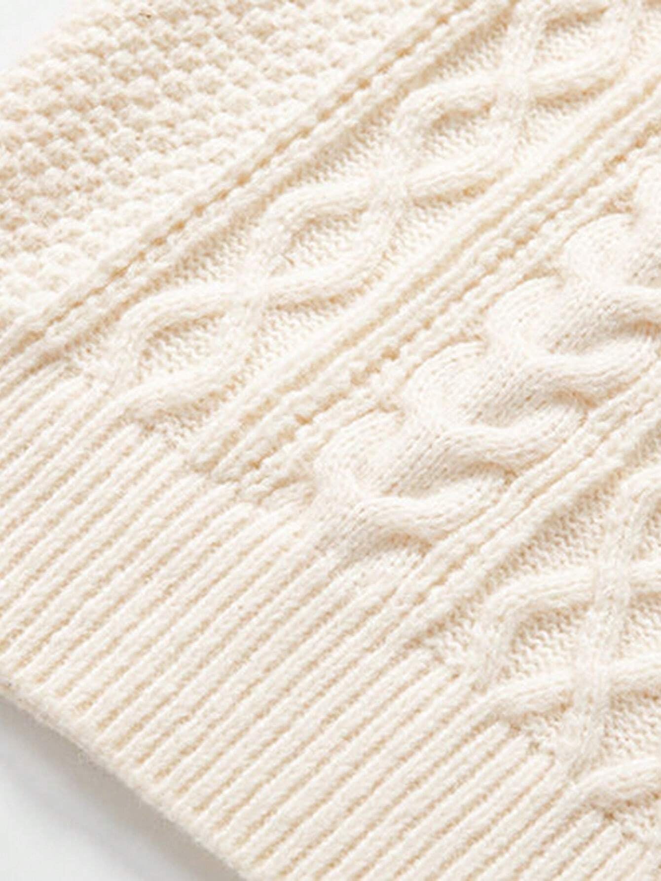 Men'S Loose Fit Crew Neck Cable Pattern Textured Long Sleeve Pullover Knit Sweater, Suitable for Casual or Formal Wear, Fall/Winter