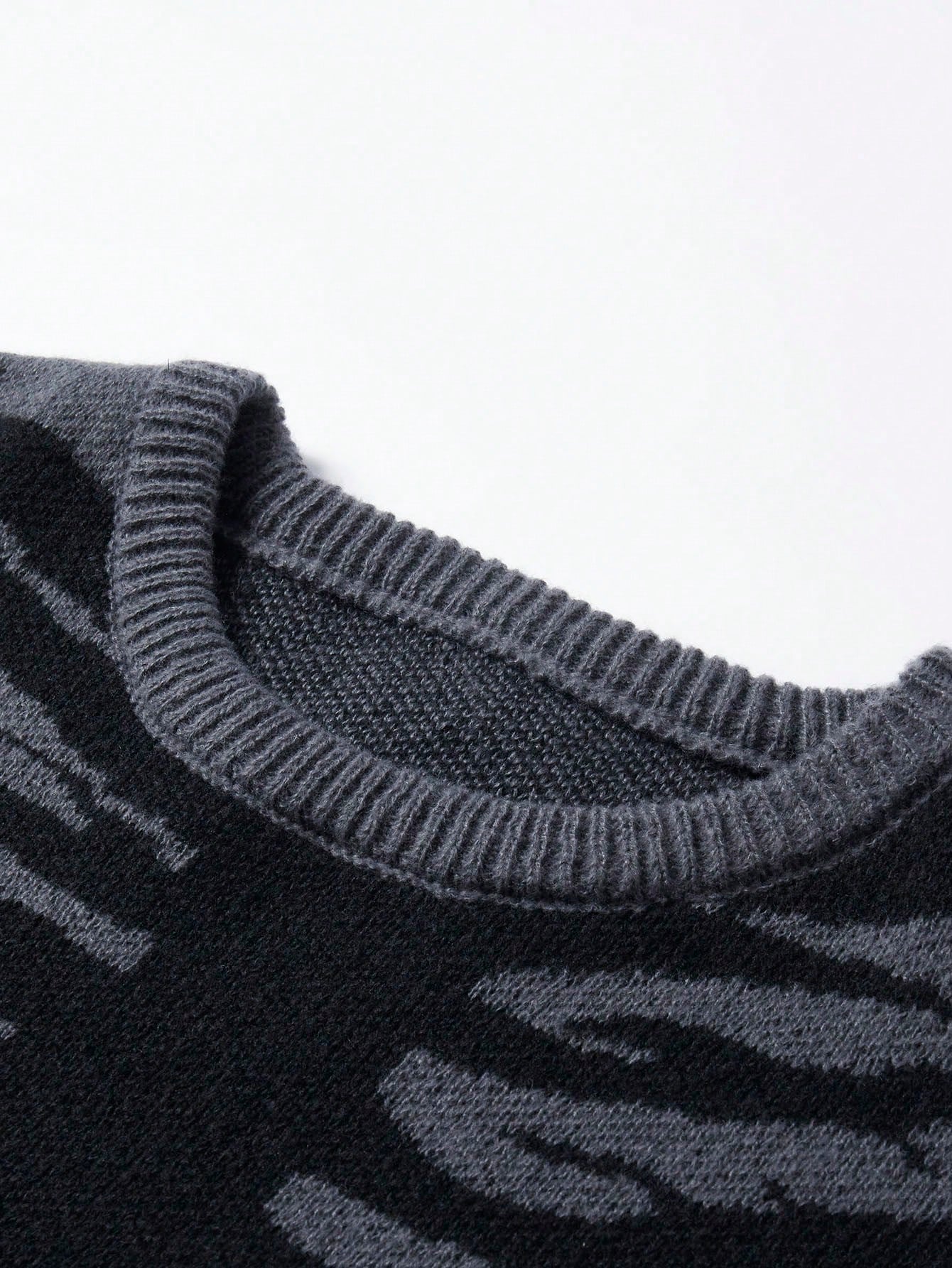 Manfinity EMRG Men Halloween Skeleton Pattern Drop Shoulder Graphic Color Block Pullover Sweater Halloween Street Wear Long Sleeve Sweater, for Party, Friends, for Fall Winter