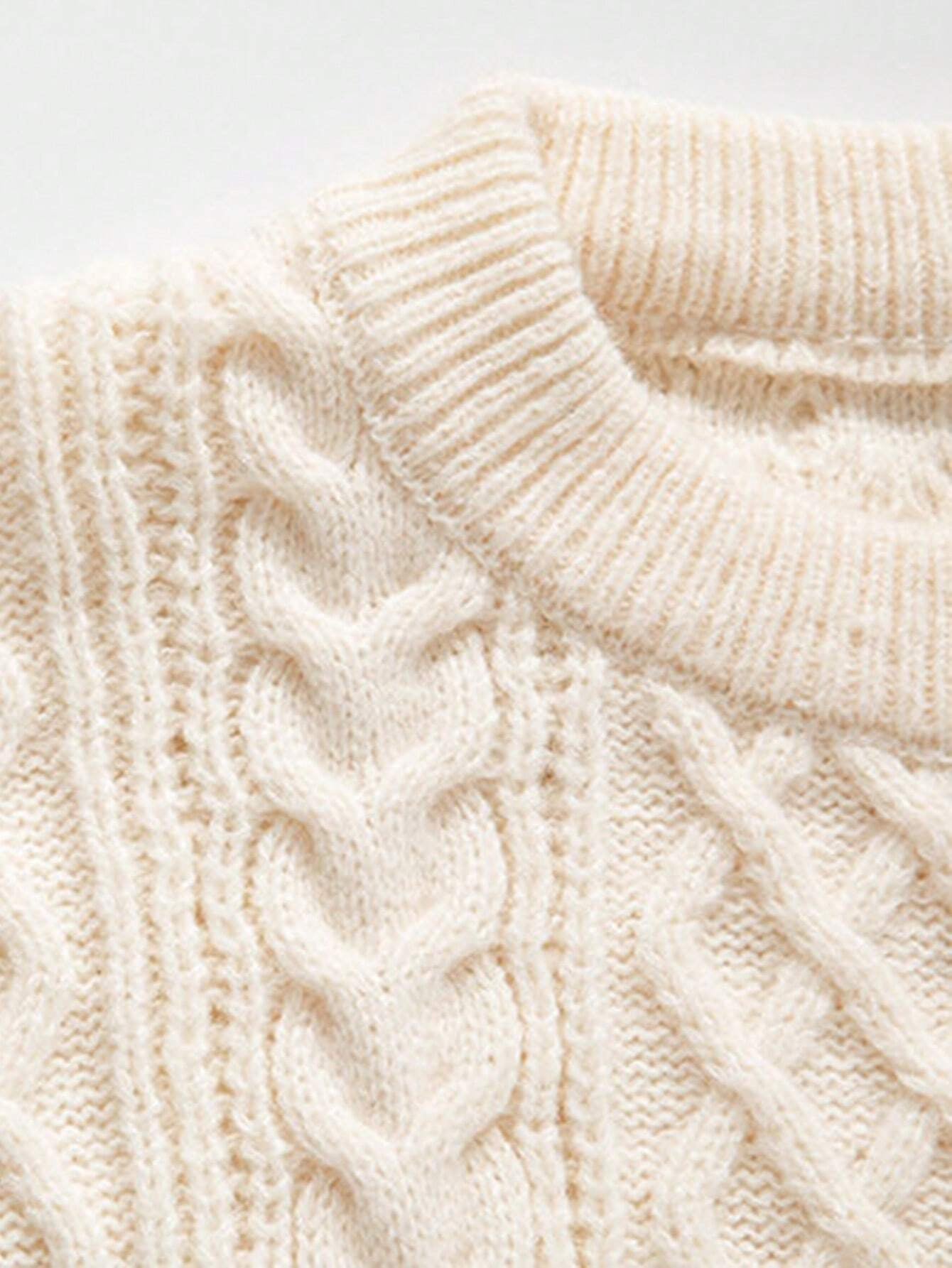 Men'S Loose Fit Crew Neck Cable Pattern Textured Long Sleeve Pullover Knit Sweater, Suitable for Casual or Formal Wear, Fall/Winter