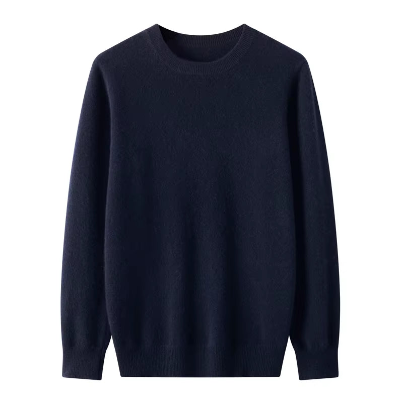 Autumn Winter Quality 100% Merino Wool Sweater Men O-Neck Long-Sleeve Cashmere Pullover Knitwear Clothing Basic Clothing Tops