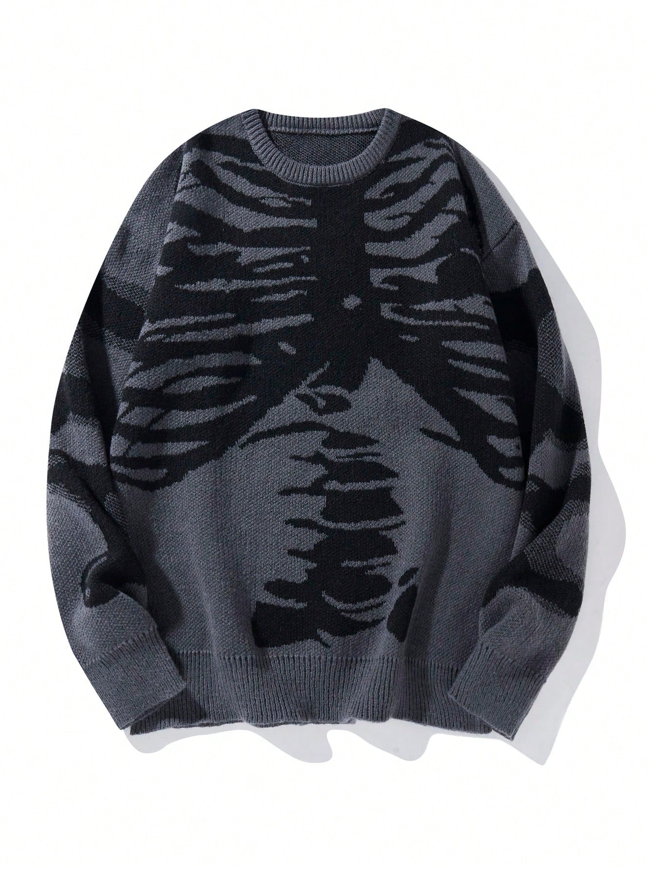 Manfinity EMRG Men Halloween Skeleton Pattern Drop Shoulder Graphic Color Block Pullover Sweater Halloween Street Wear Long Sleeve Sweater, for Party, Friends, for Fall Winter