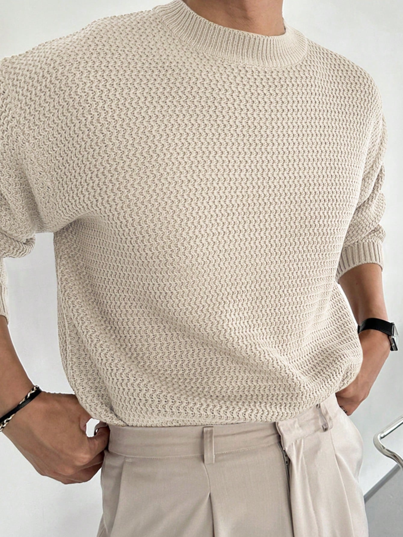 DAZY Men Solid Drop Shoulder Fall Sweater