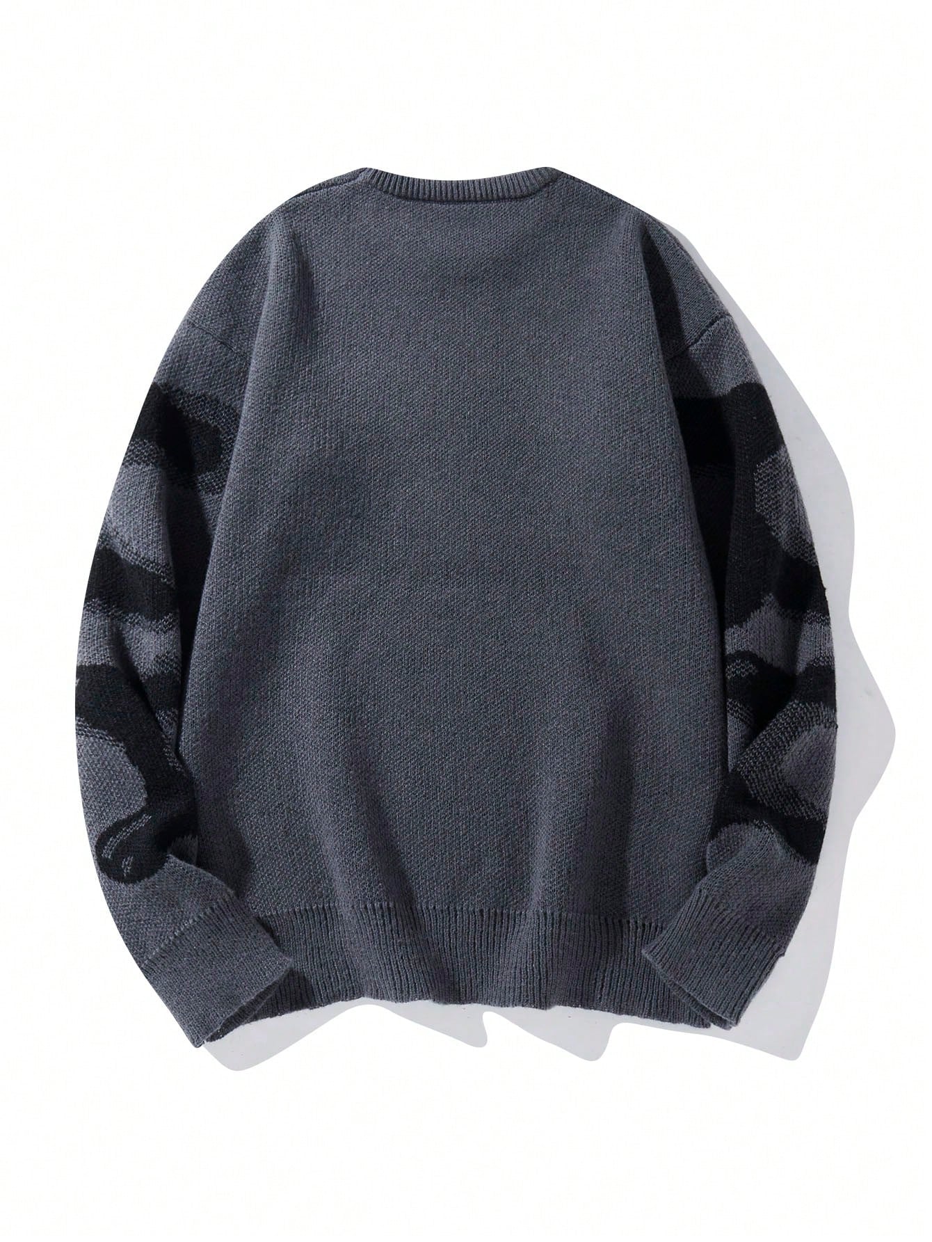 Manfinity EMRG Men Halloween Skeleton Pattern Drop Shoulder Graphic Color Block Pullover Sweater Halloween Street Wear Long Sleeve Sweater, for Party, Friends, for Fall Winter